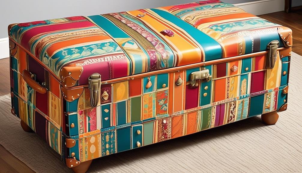 suitcase transformed into ottoman