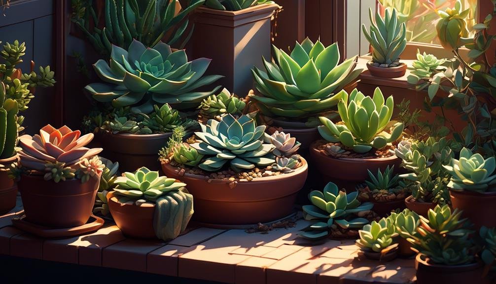 thriving succulents in dimness